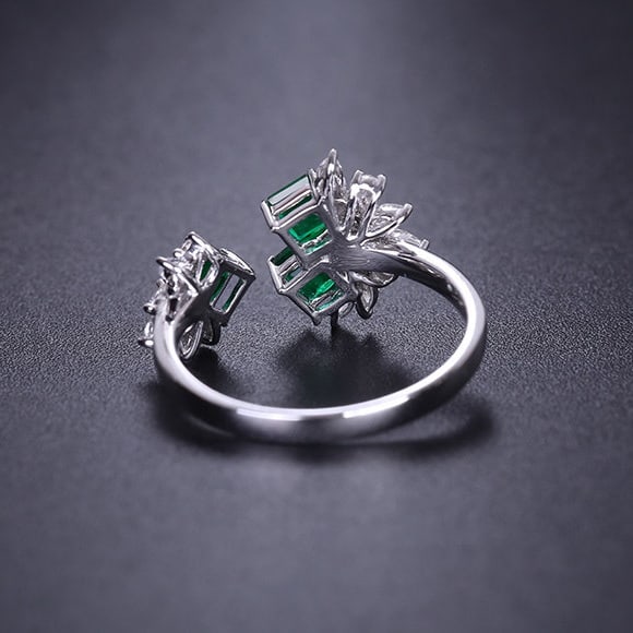 14k Gold 1.18 Ctw Vivid Green Natural Emerald & Diamond Ring - 6