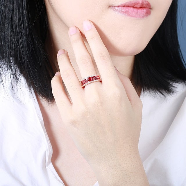 14k Gold 1.37 Ctw Natural Ruby & Ruby Ring - 6
