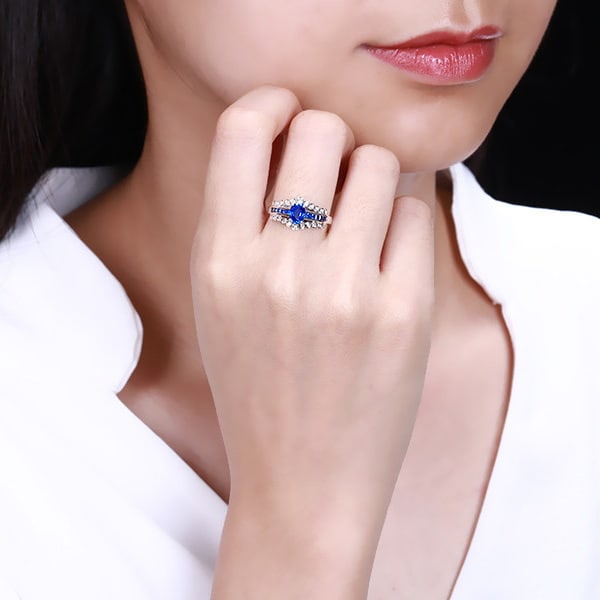 14k Gold 1.6 Ctw Natural Sapphire & Sapphire Ring - 6