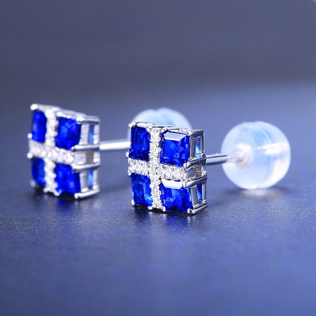 14k Gold 1.37 Ctw Natural Sapphire & Diamond Earrings - 2