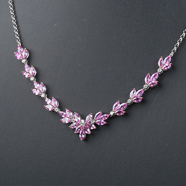 14k Gold 7.35 Ctw Natural Padparadscha Sapphire & Diamond Necklace - 2