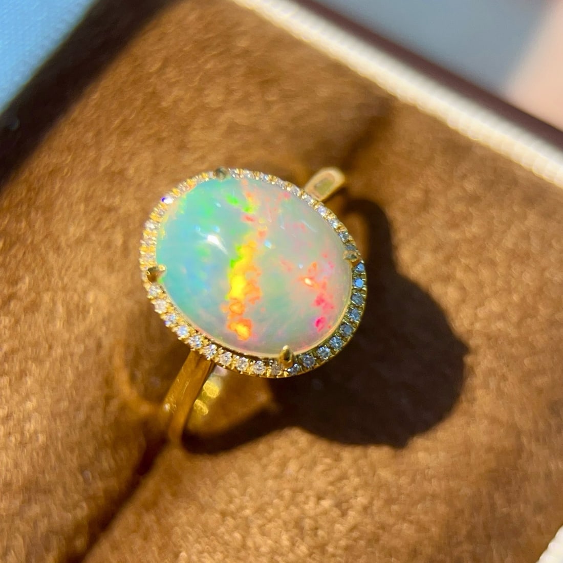 14k Gold 2.21 Ctw Natural Opal & Diamond Ring - 2