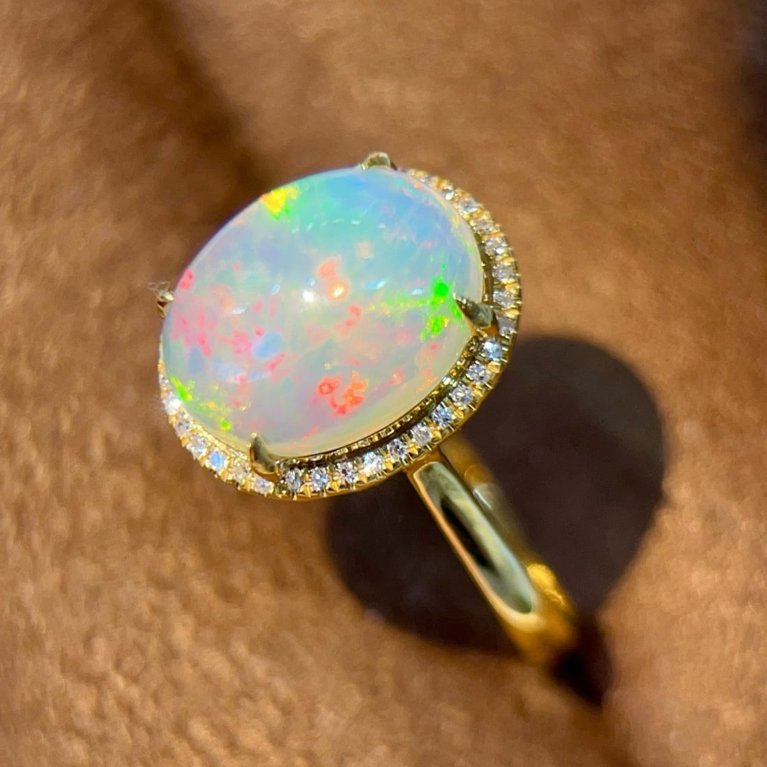 14k Gold 2.21 Ctw Natural Opal & Diamond Ring - 4