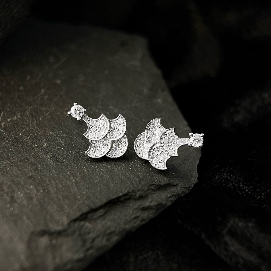 14k Gold 0.42 Ct Natural H Diamond Earrings - 2