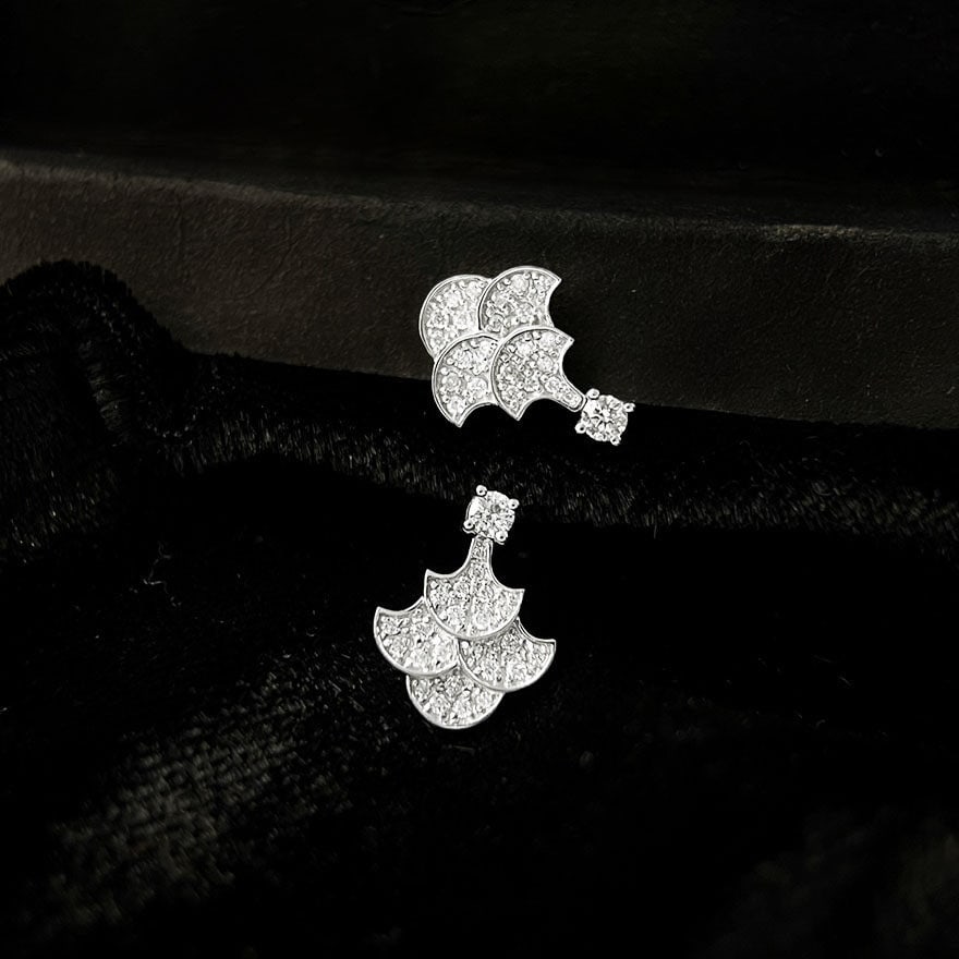 14k Gold 0.42 Ct Natural H Diamond Earrings - 4