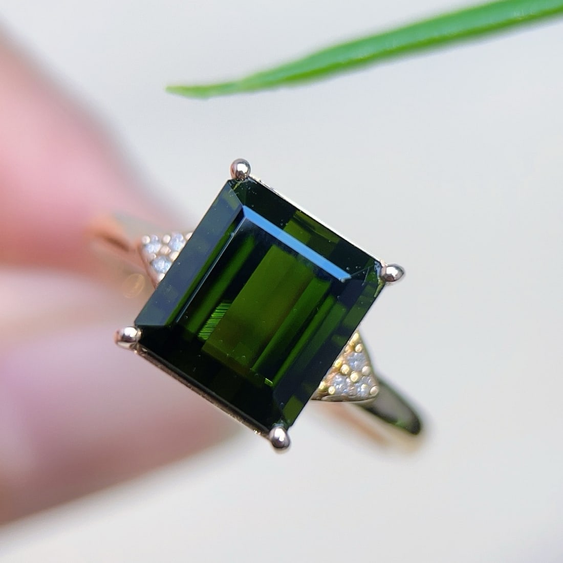 14k Gold 4.08 Ctw Natural Tourmaline & Diamond Ring - 2