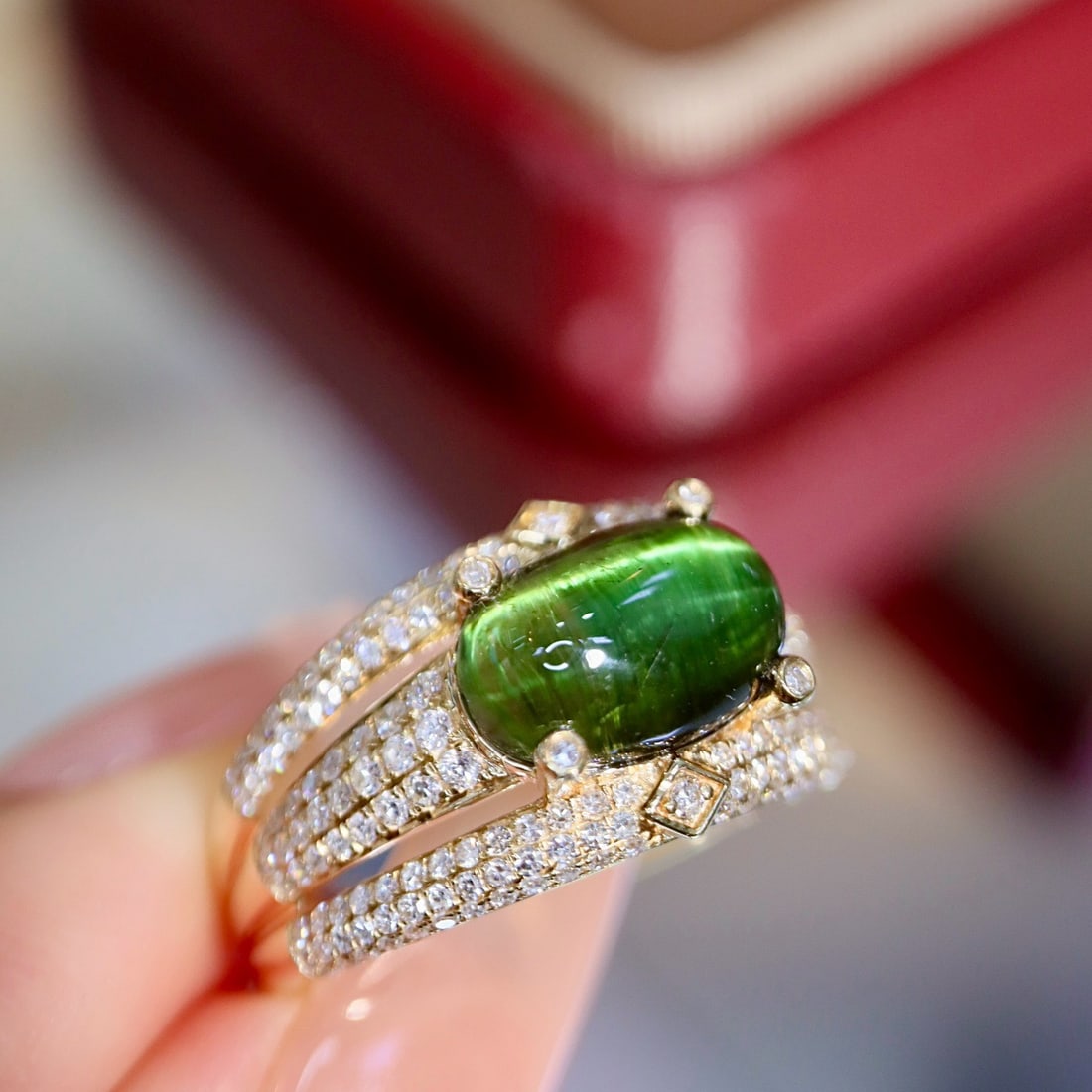 14k Gold 3.37 Ctw Natural Tourmaline & Diamond Ring - 2