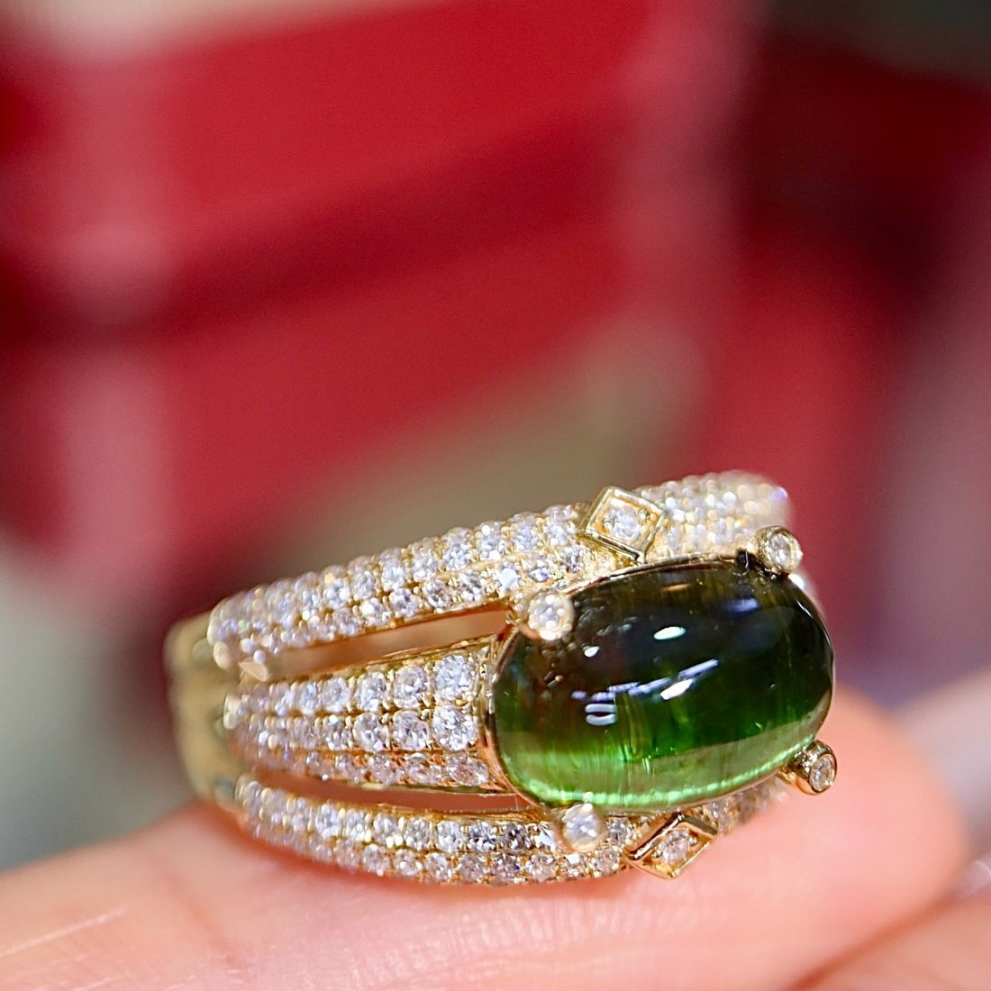 14k Gold 3.37 Ctw Natural Tourmaline & Diamond Ring - 4