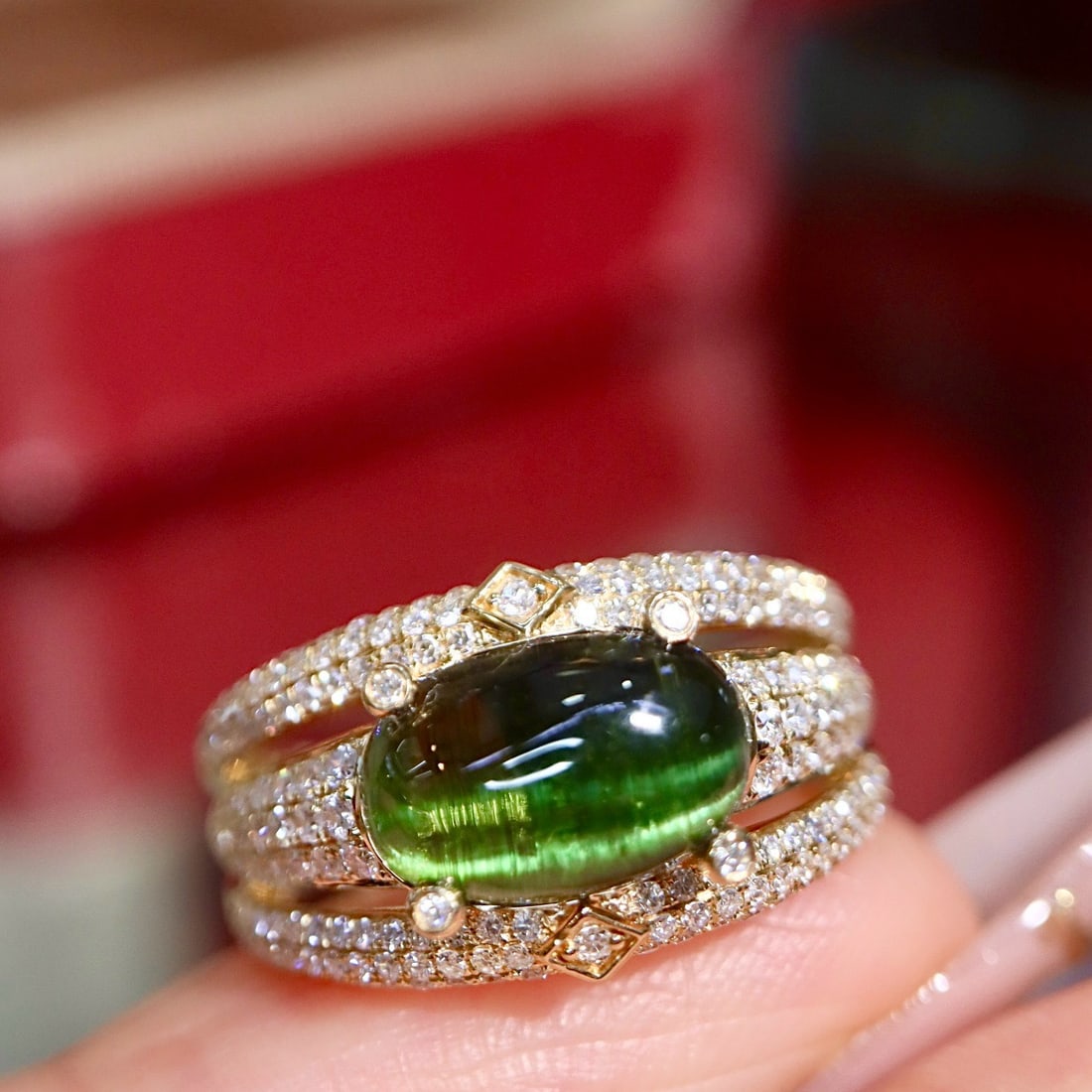 14k Gold 3.37 Ctw Natural Tourmaline & Diamond Ring - 5
