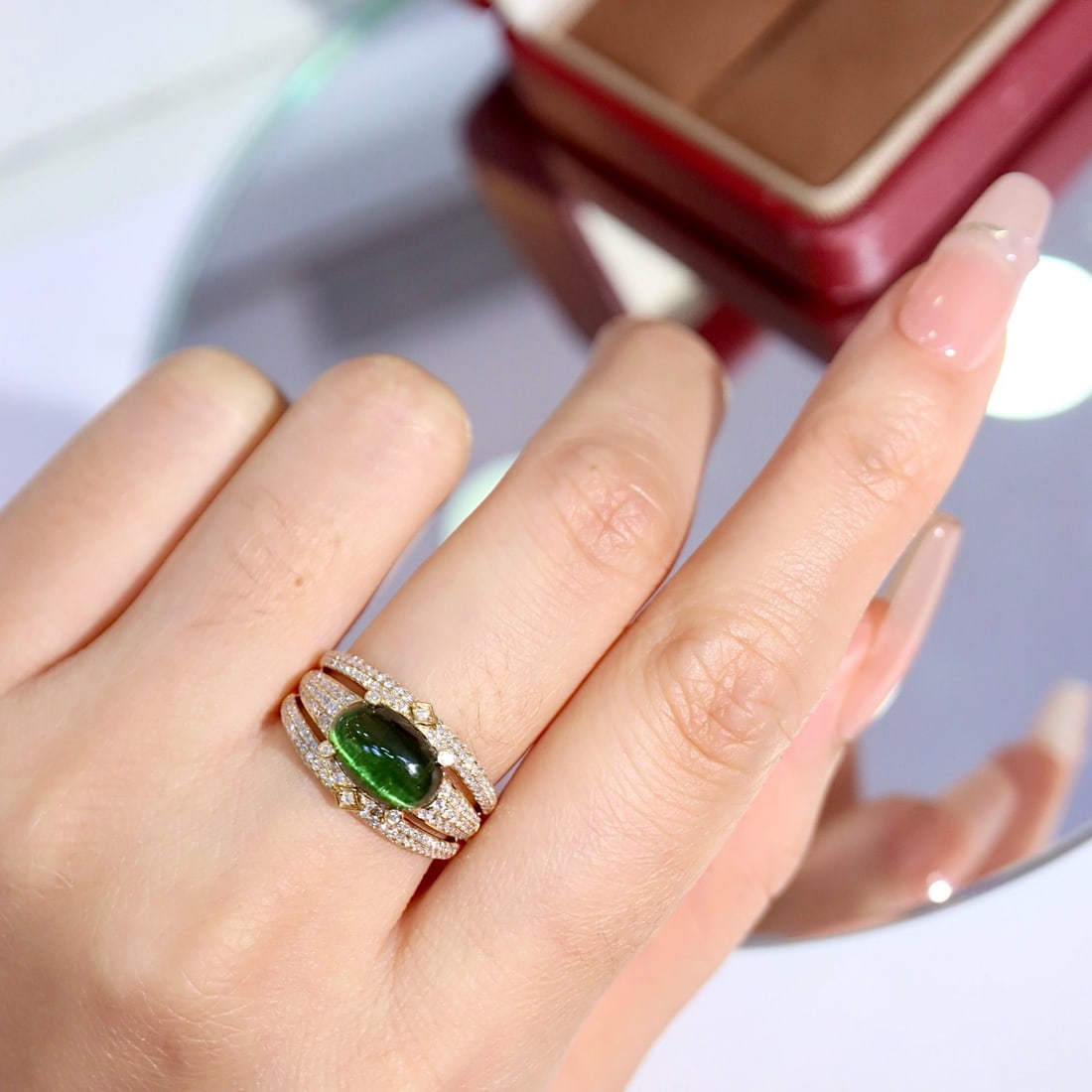 14k Gold 3.37 Ctw Natural Tourmaline & Diamond Ring - 8