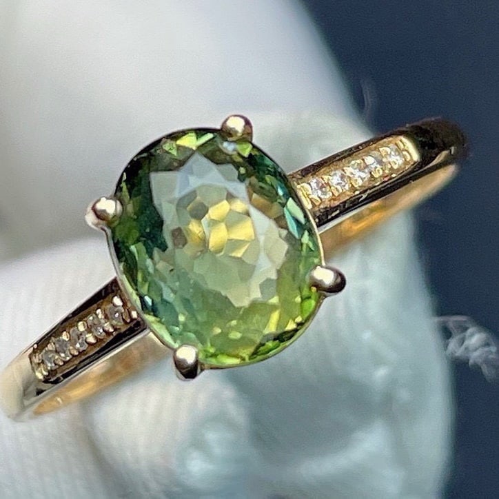 14k Gold 2.7 Ct Natural Tourmaline & Diamond Ring - 4