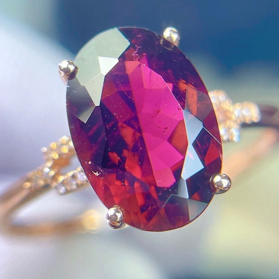 14k Gold 2.55 Ct Natural Tourmaline & Diamond Ring - 2