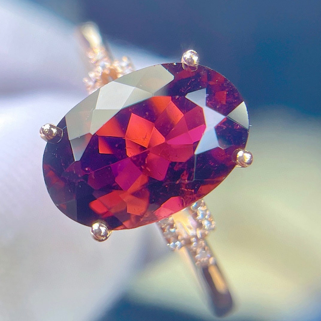 14k Gold 2.55 Ct Natural Tourmaline & Diamond Ring - 4