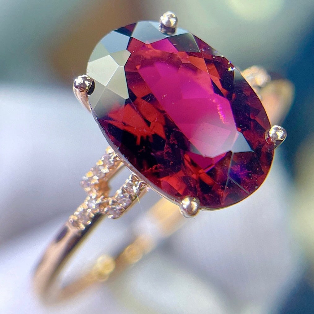 14k Gold 2.55 Ct Natural Tourmaline & Diamond Ring - 5