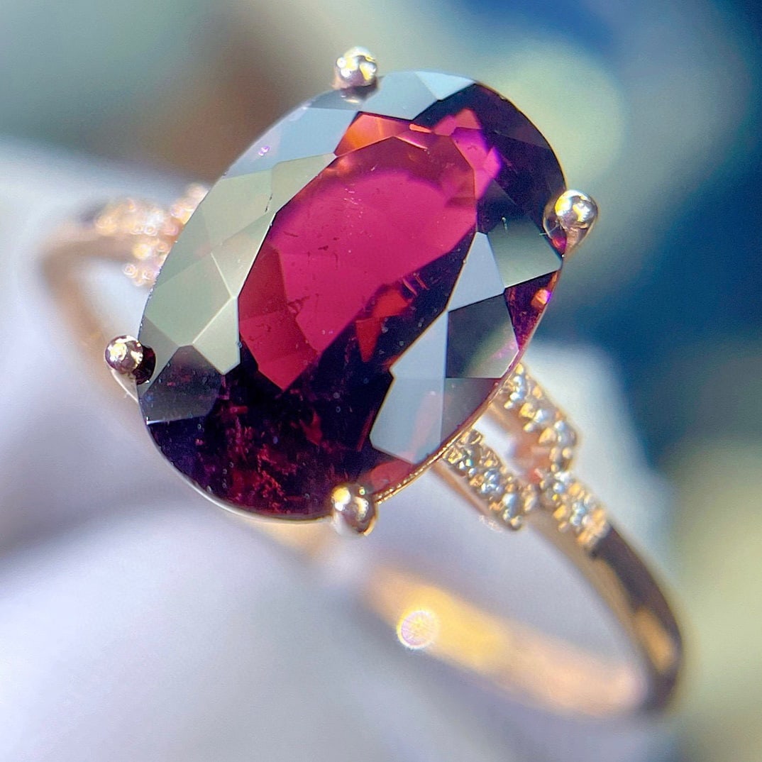 14k Gold 2.55 Ct Natural Tourmaline & Diamond Ring - 6