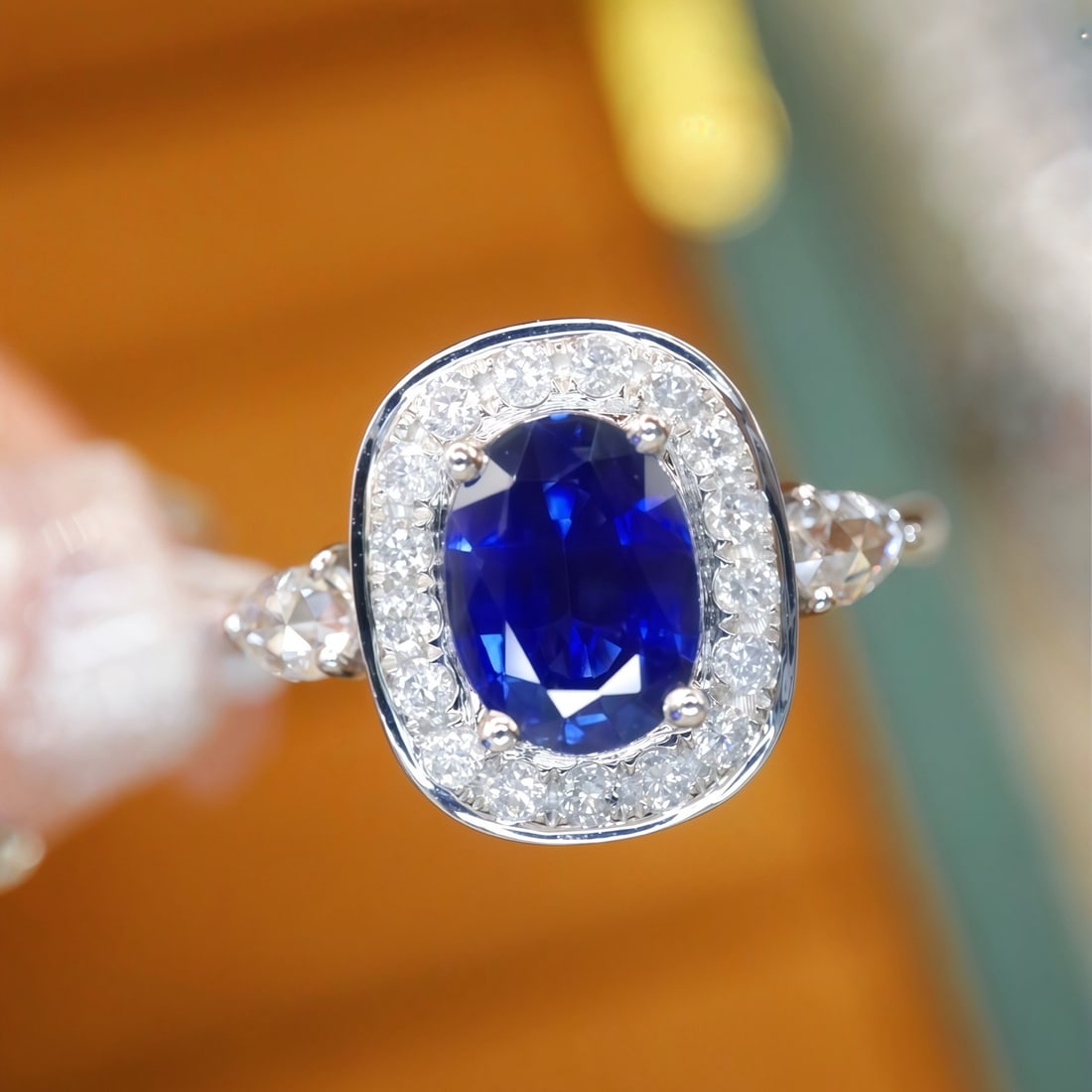 14k Gold 1.20 Ctw Natural Sapphire & Diamond Ring: Ref:231186348 // gold content:14k gold // ring size:7. 25us // // main gemstone:sapphire // shape:oval // carat weight:0. 93ct // color:royal blue // treatment:natural // // adjacent gemstone 2 :