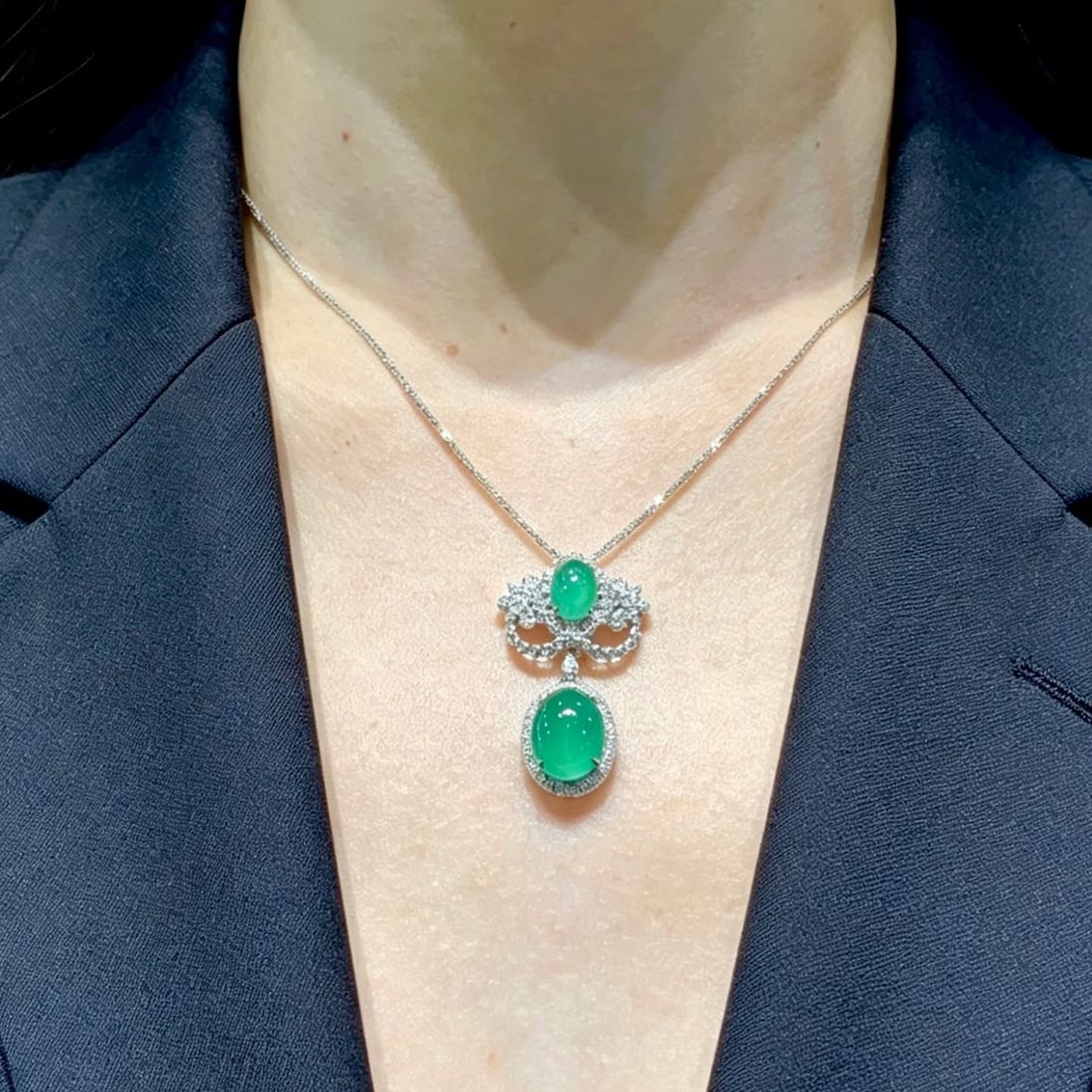 14k Gold 3.02 Ct Natural Emerald & Diamond Pendant( Without Chain ) - 3