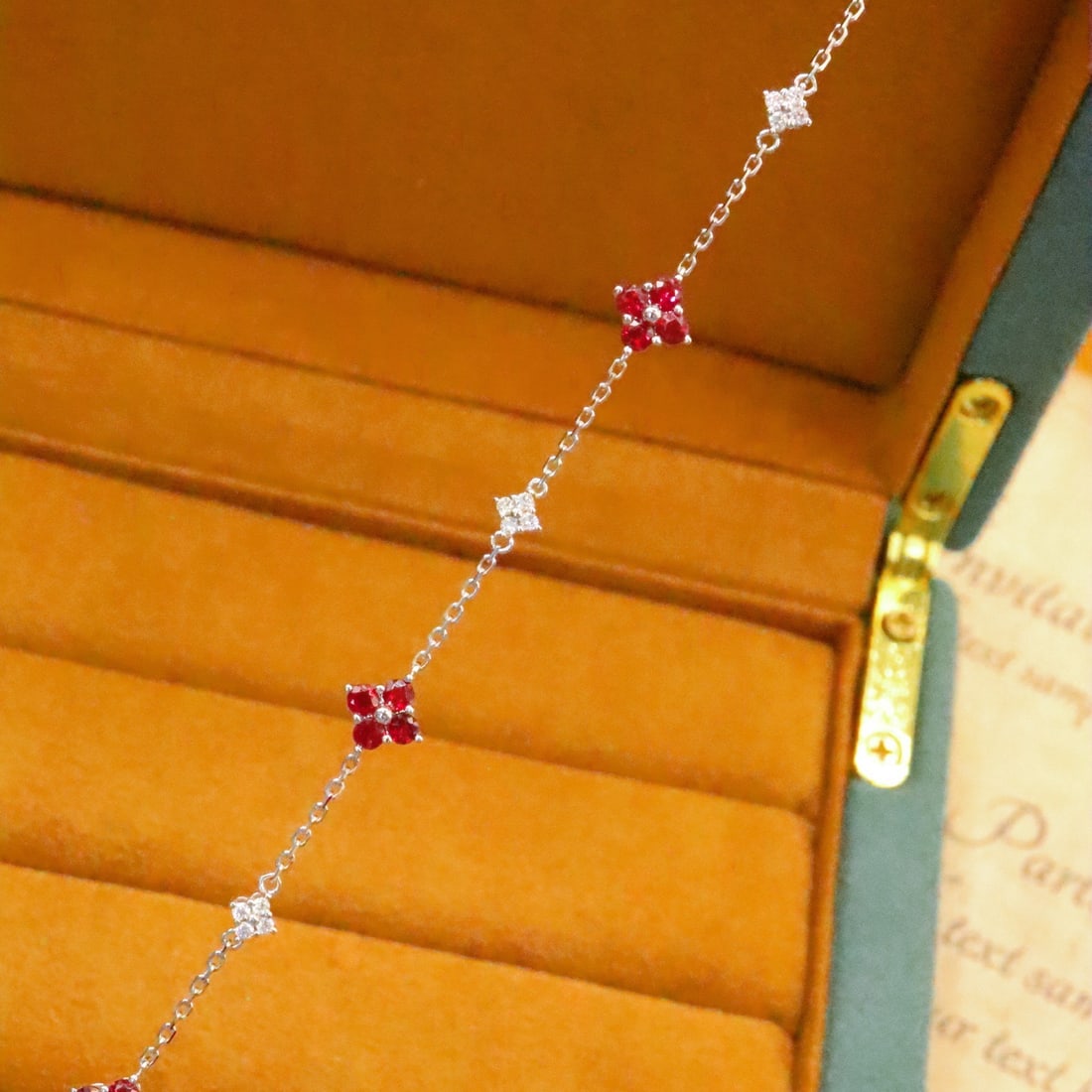 14k Gold 1.17 Ctw Natural Ruby & Diamond Bracelet: Ref:231186353 // gold content:14k gold // main gemstone:ruby // shape:round // carat weight:1. 05ct // color:red // treatment:natural // cut grade:g // // adjacent gemstone 2 : diamond // number of st