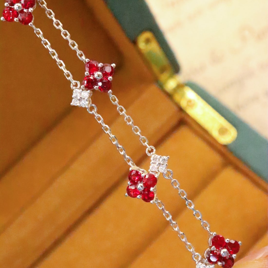14k Gold 1.17 Ctw Natural Ruby & Diamond Bracelet - 2