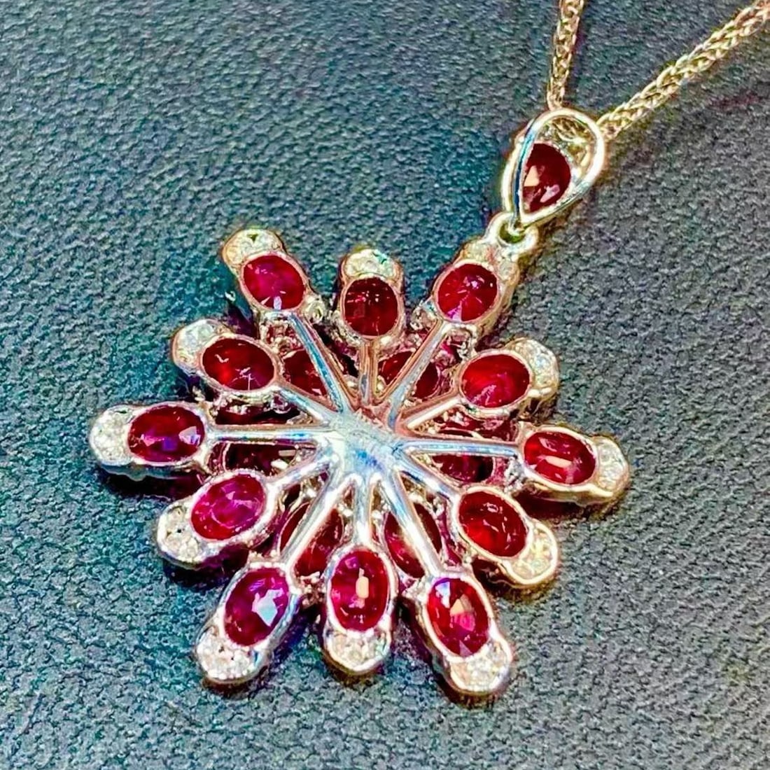 14k Gold 2.8 Ct Natural Ruby & Diamond Pendant( Without Chain ) - 3