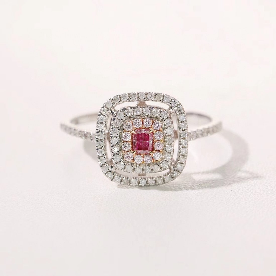 14k Gold 0.53 Ctw Natural Pink Diamond & Diamond Ring - 3