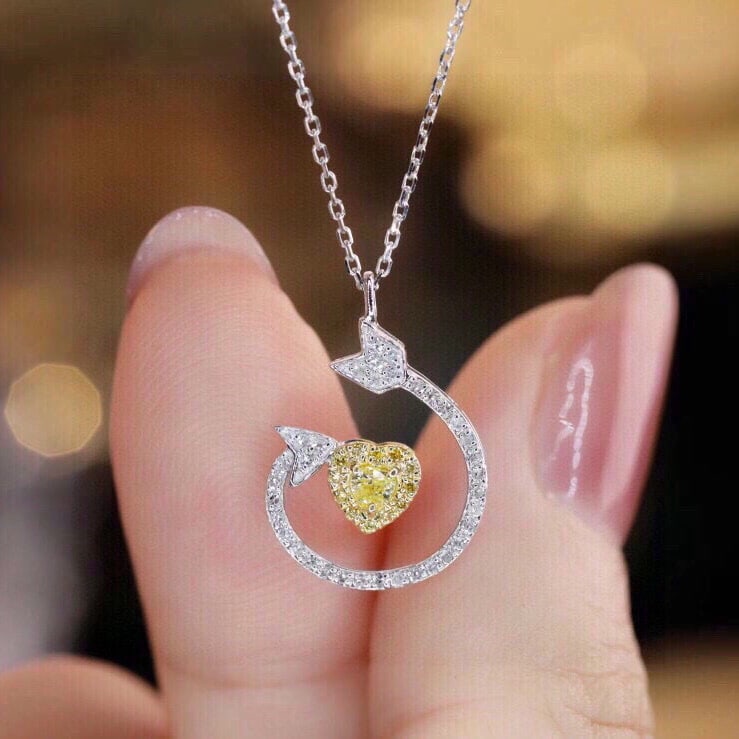 14k Gold 0.5 Ct Natural Color Diamond Necklace - 4