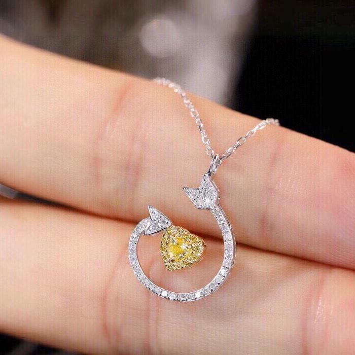 14k Gold 0.5 Ct Natural Color Diamond Necklace - 7