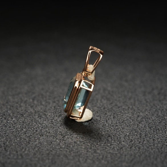 14k Gold 3.6 Ct Natural Aquamarine Pendant( Without Chain ) - 4