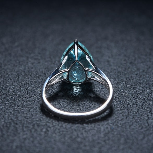 14k Gold 4.21 Ct Natural Aquamarine & Diamond Ring - 5