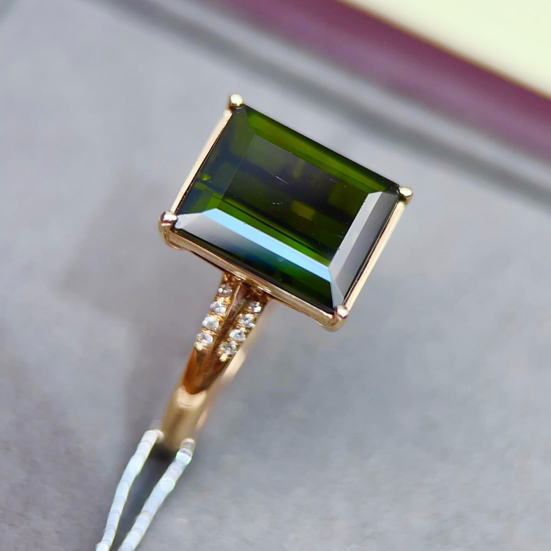 14k Gold 4.30 Ctw Natural Tourmaline & Diamond Ring - 5