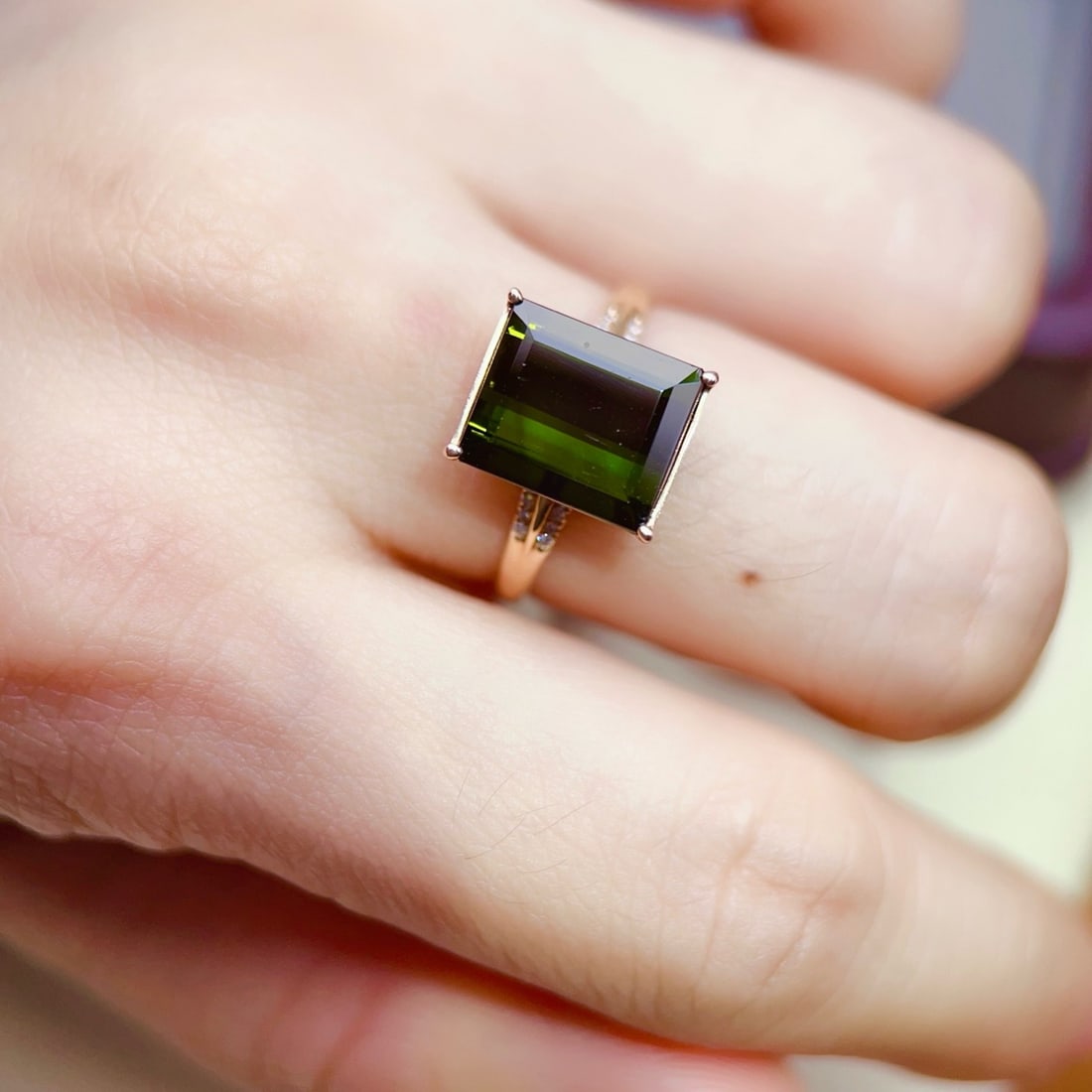 14k Gold 4.30 Ctw Natural Tourmaline & Diamond Ring - 6