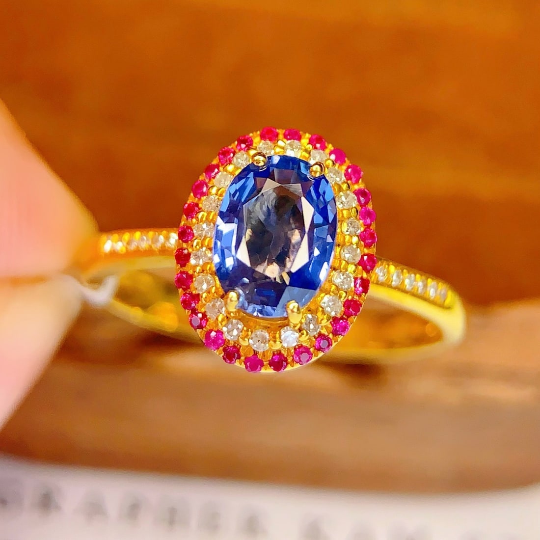 14k Gold 1.2 Ct Natural Sapphire & Diamond Ring - 2