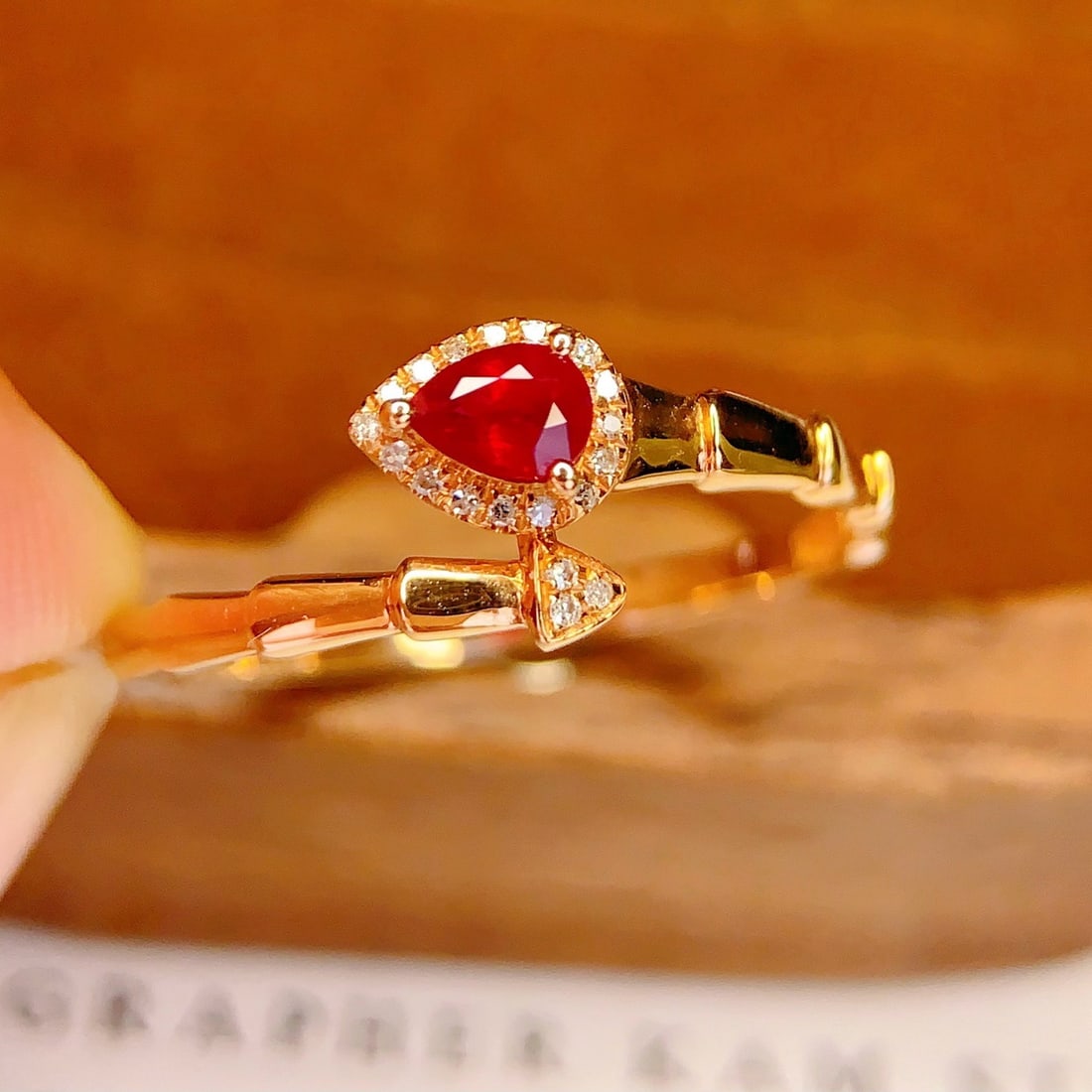 14k Gold 0.3 Ct Natural Ruby & Diamond Ring - 2
