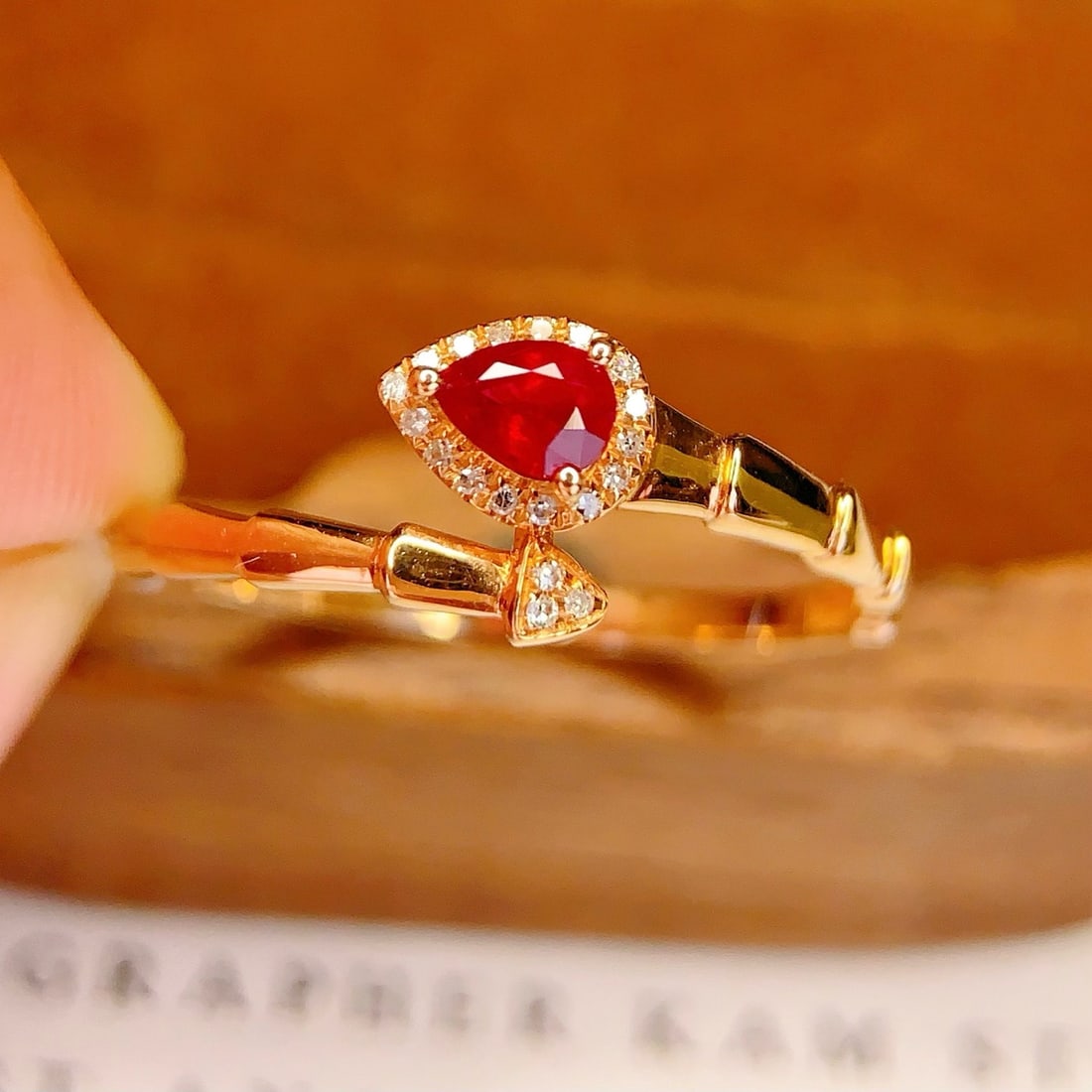14k Gold 0.3 Ct Natural Ruby & Diamond Ring - 4