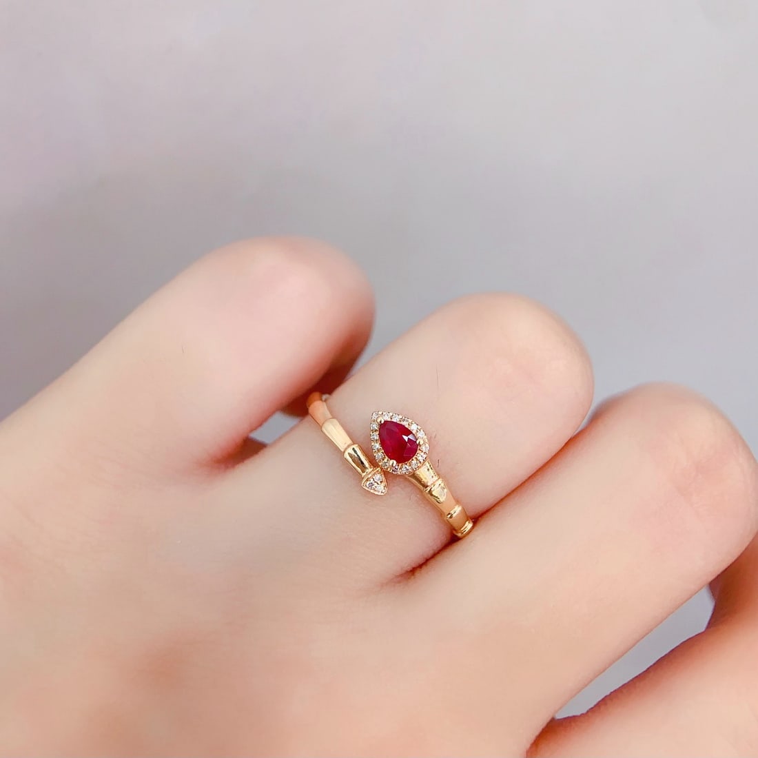14k Gold 0.3 Ct Natural Ruby & Diamond Ring - 5
