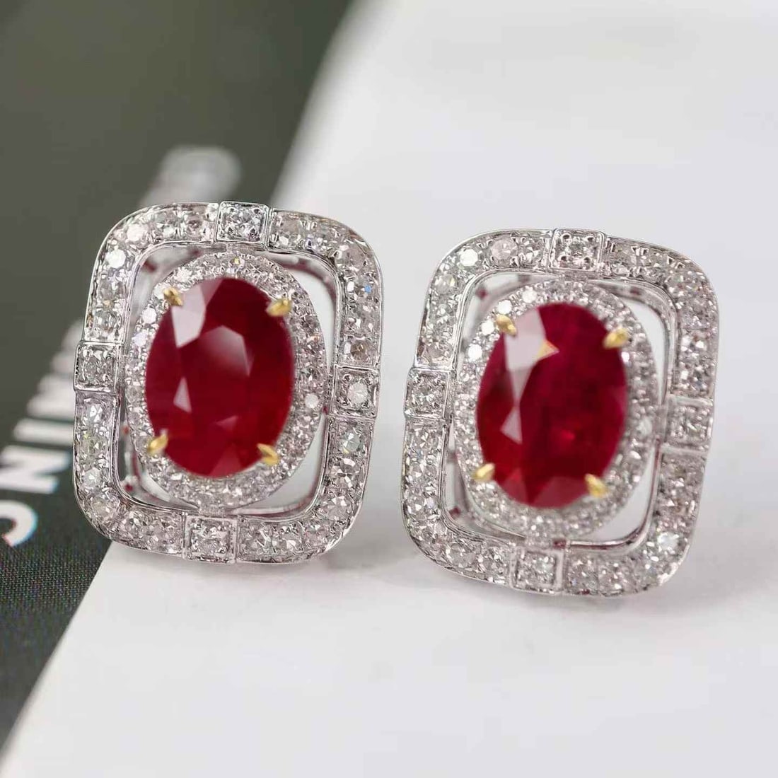 14k Gold 2.61 Ctw Natural Ruby & Diamond Earrings - 5