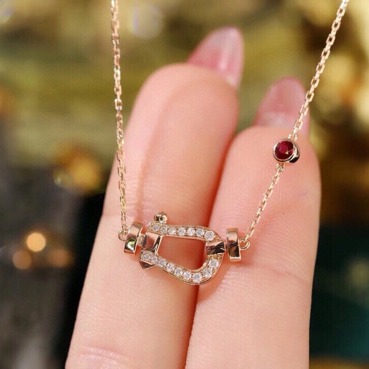 14k Gold 0.27 Ctw Natural Ruby & Diamond Necklace: Ref:231186406 // gold content:14k gold // main gemstone:ruby // shape:round // carat weight:0. 15ct // color:red // treatment:natural // cut grade:g // // adjacent gemstone 2 : diamond // shape:round