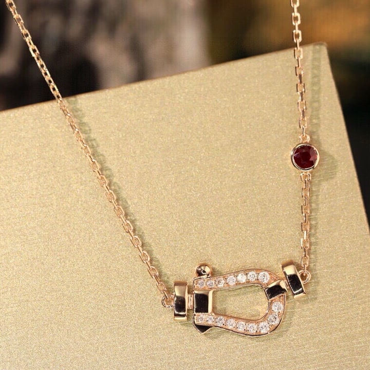 14k Gold 0.27 Ctw Natural Ruby & Diamond Necklace - 5