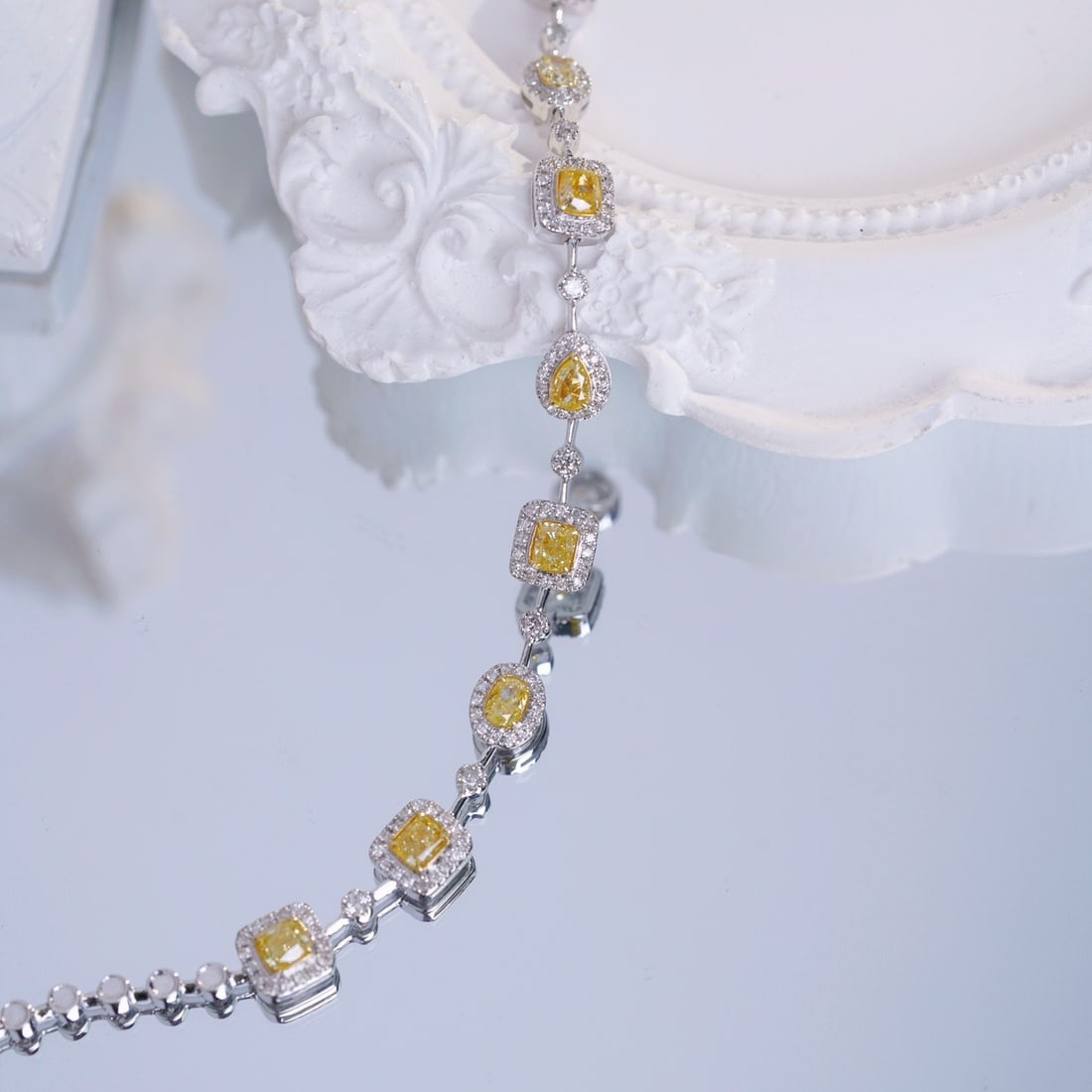 14k Gold 1.65 Ctw Natural Yellow Diamond & Diamond Bracelet - 8