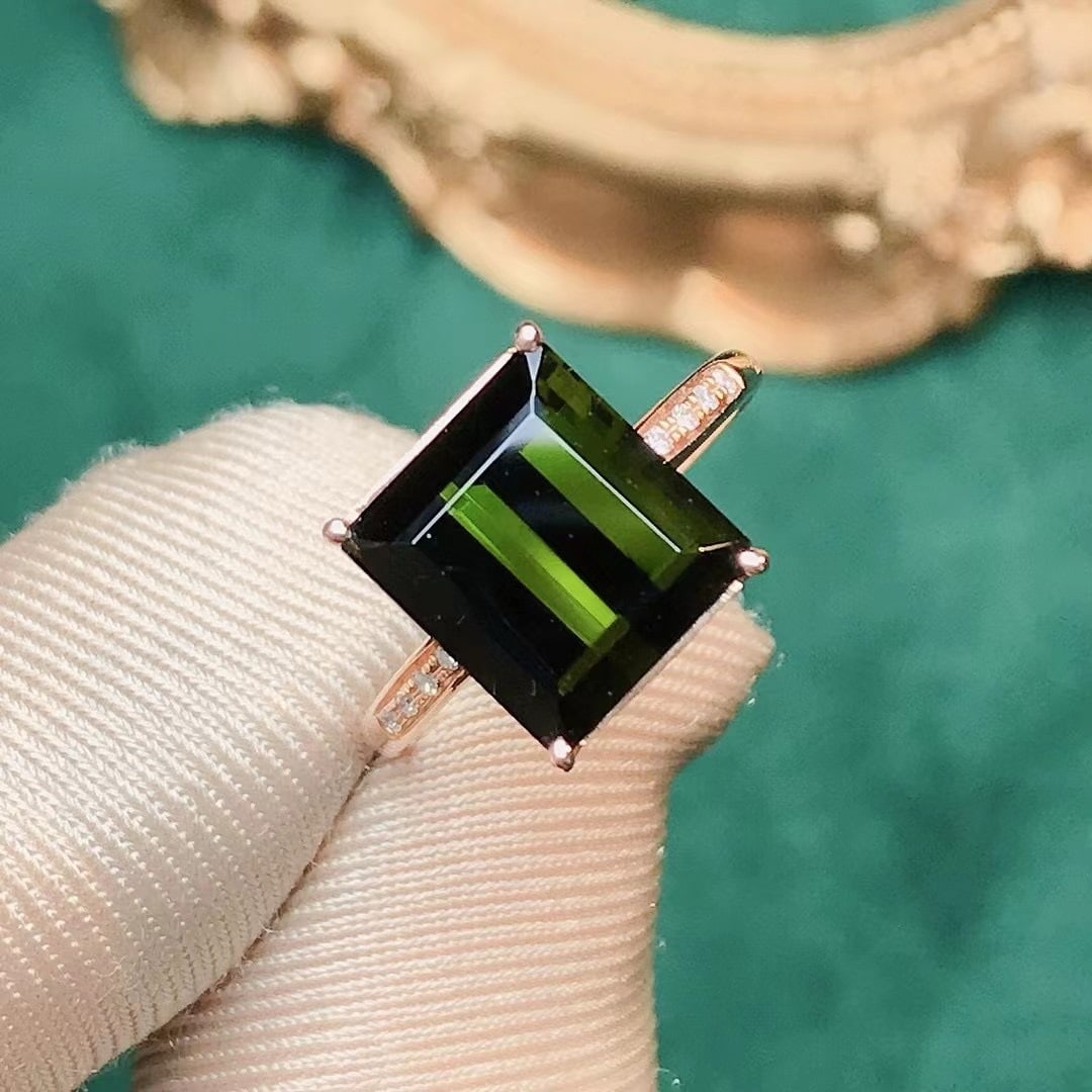 14k Gold 4.79 Ctw Natural Tourmaline & Diamond Ring - 2