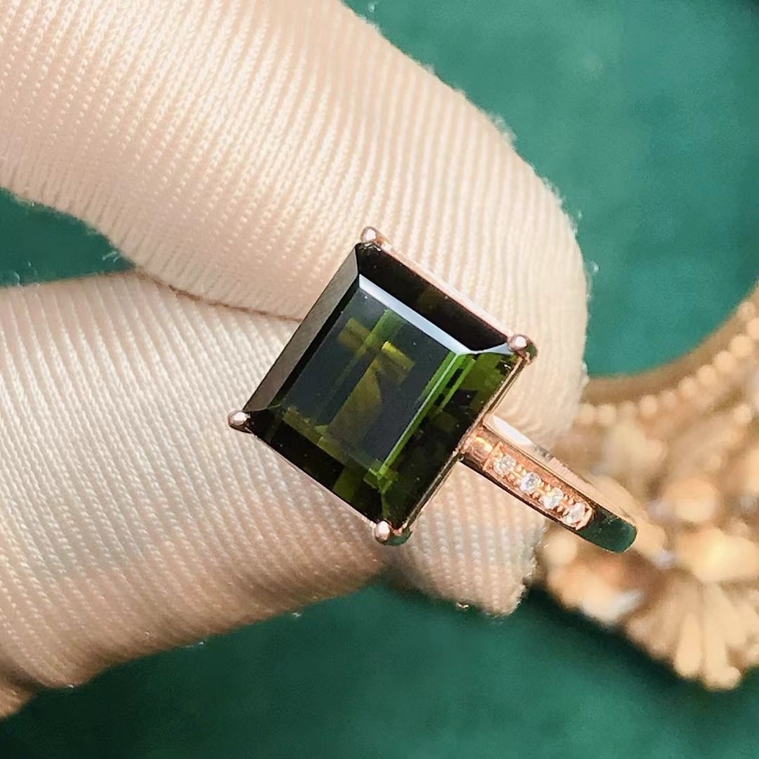 14k Gold 4.79 Ctw Natural Tourmaline & Diamond Ring - 4