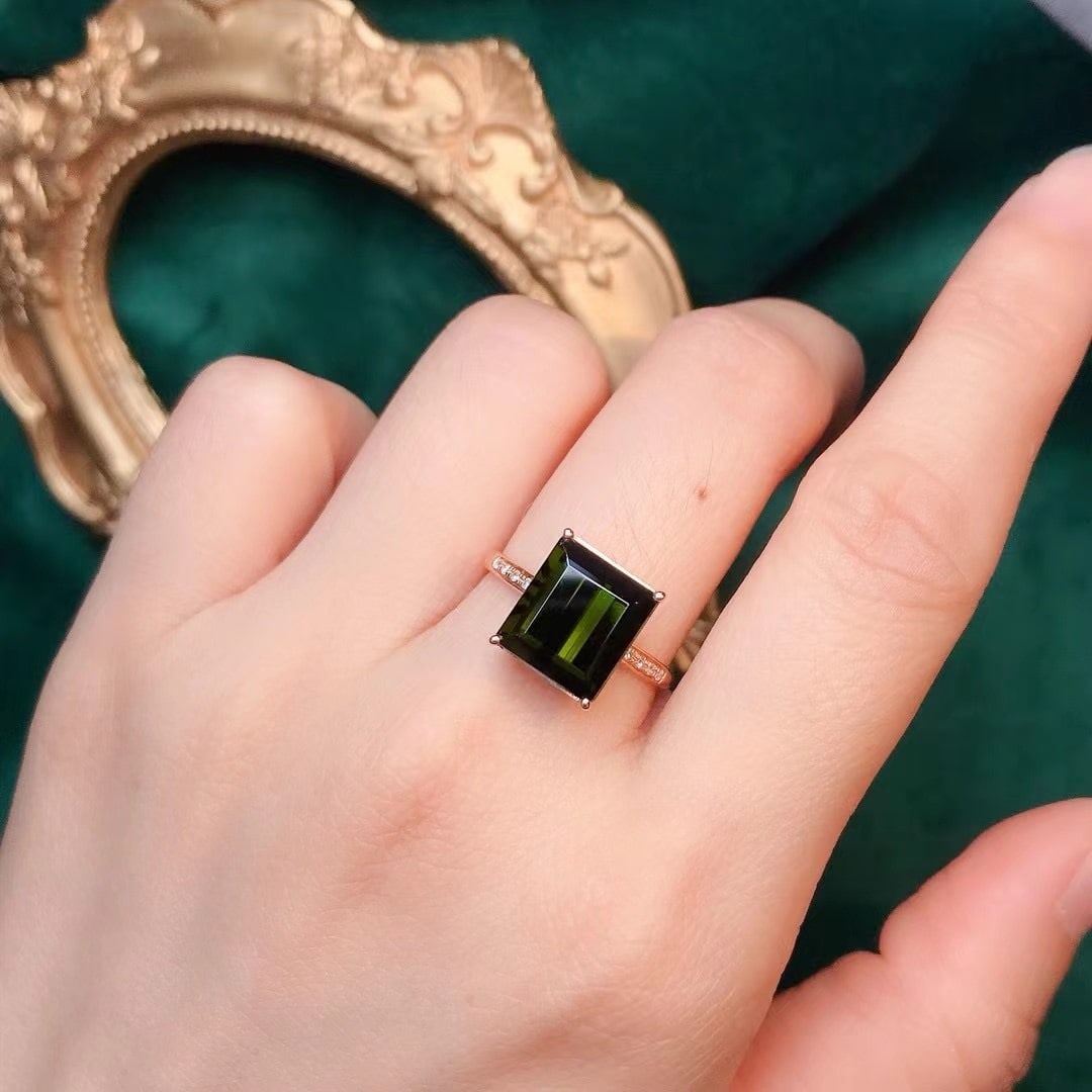 14k Gold 4.79 Ctw Natural Tourmaline & Diamond Ring - 5