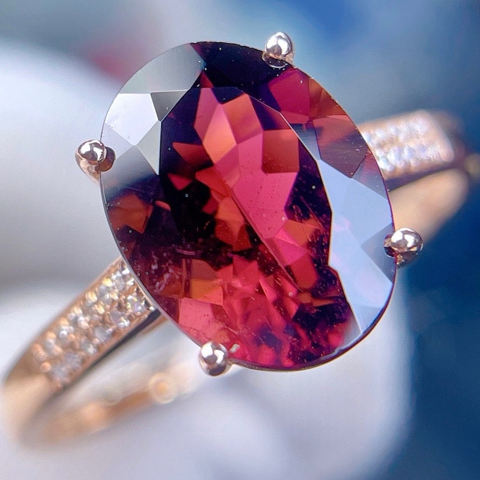 14k Gold 2.8 Ct Natural Tourmaline & Diamond Ring - 3