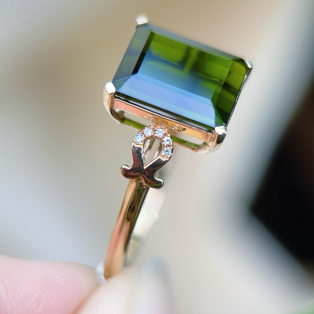 14k Gold 3.98 Ctw Natural Tourmaline & Diamond Ring - 4