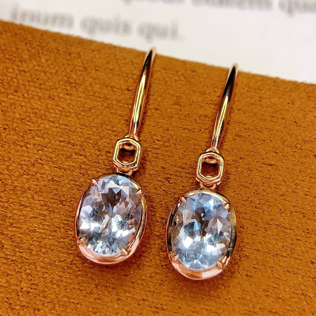 14k Gold 2.2 Ct Natural Aquamarine Earrings - 4