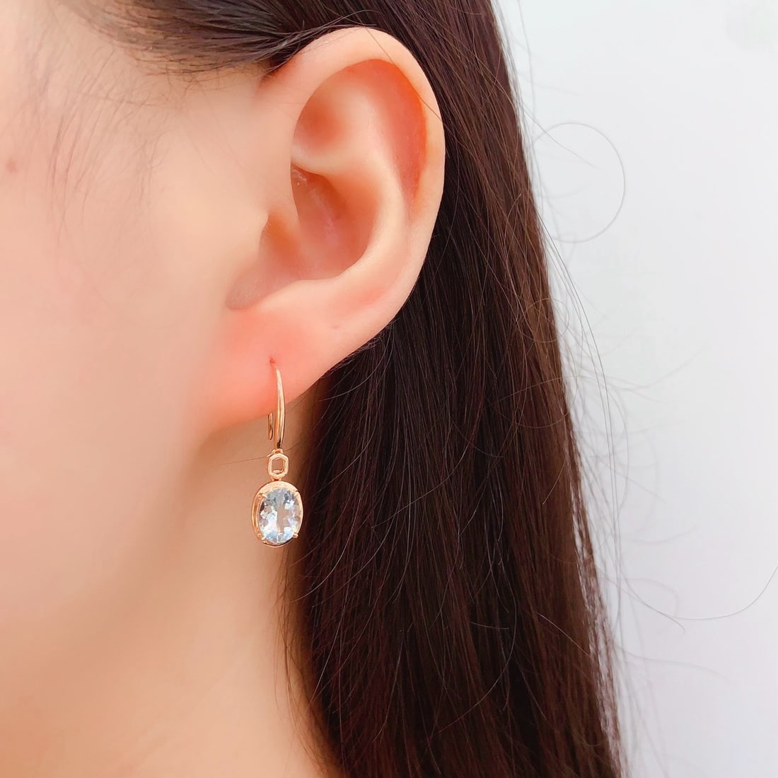 14k Gold 2.2 Ct Natural Aquamarine Earrings - 5