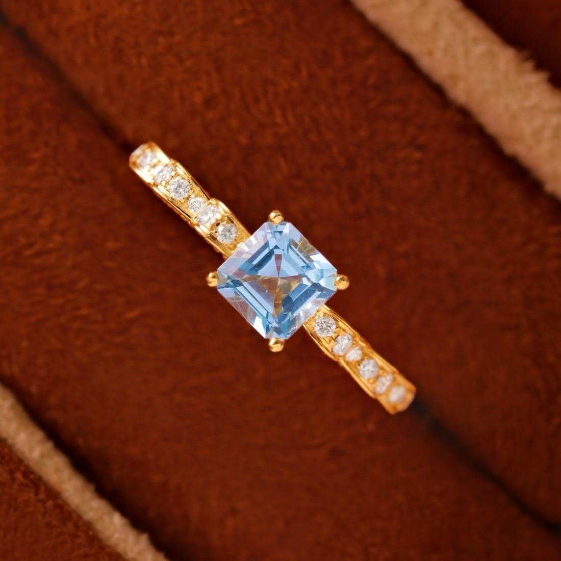 14k Gold 0.71 Ctw Natural Aquamarine & Diamond Ring - 3