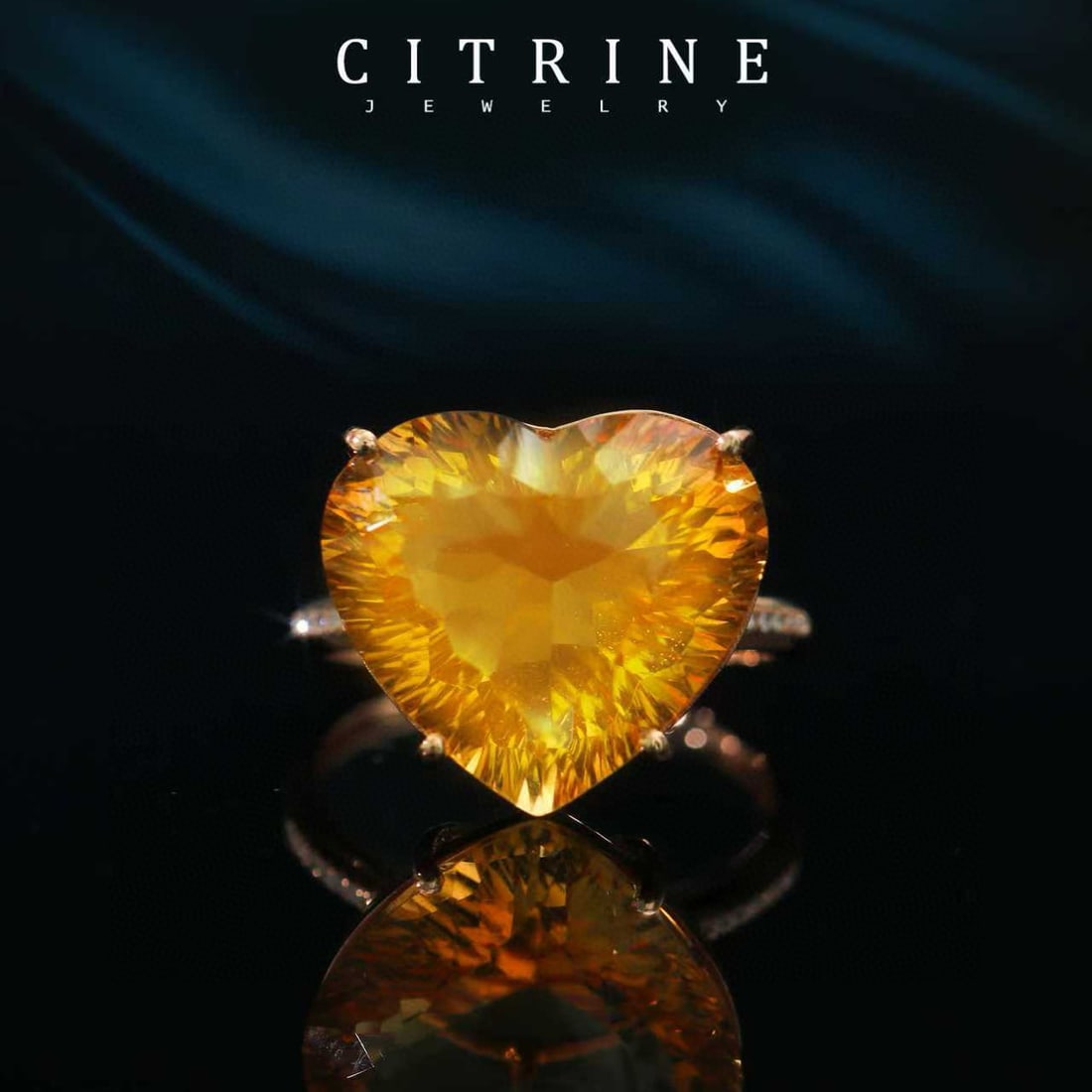 14k Gold 9.25 Ctw Natural Citrine & Diamond Ring: Ref:231186434 // gold content:14k gold // ring size:7. 25us // // main gemstone:citrine // shape:heart // carat weight:9. 2ct // color:yellow // treatment:natural // // adjacent gemstone 2 : diamond