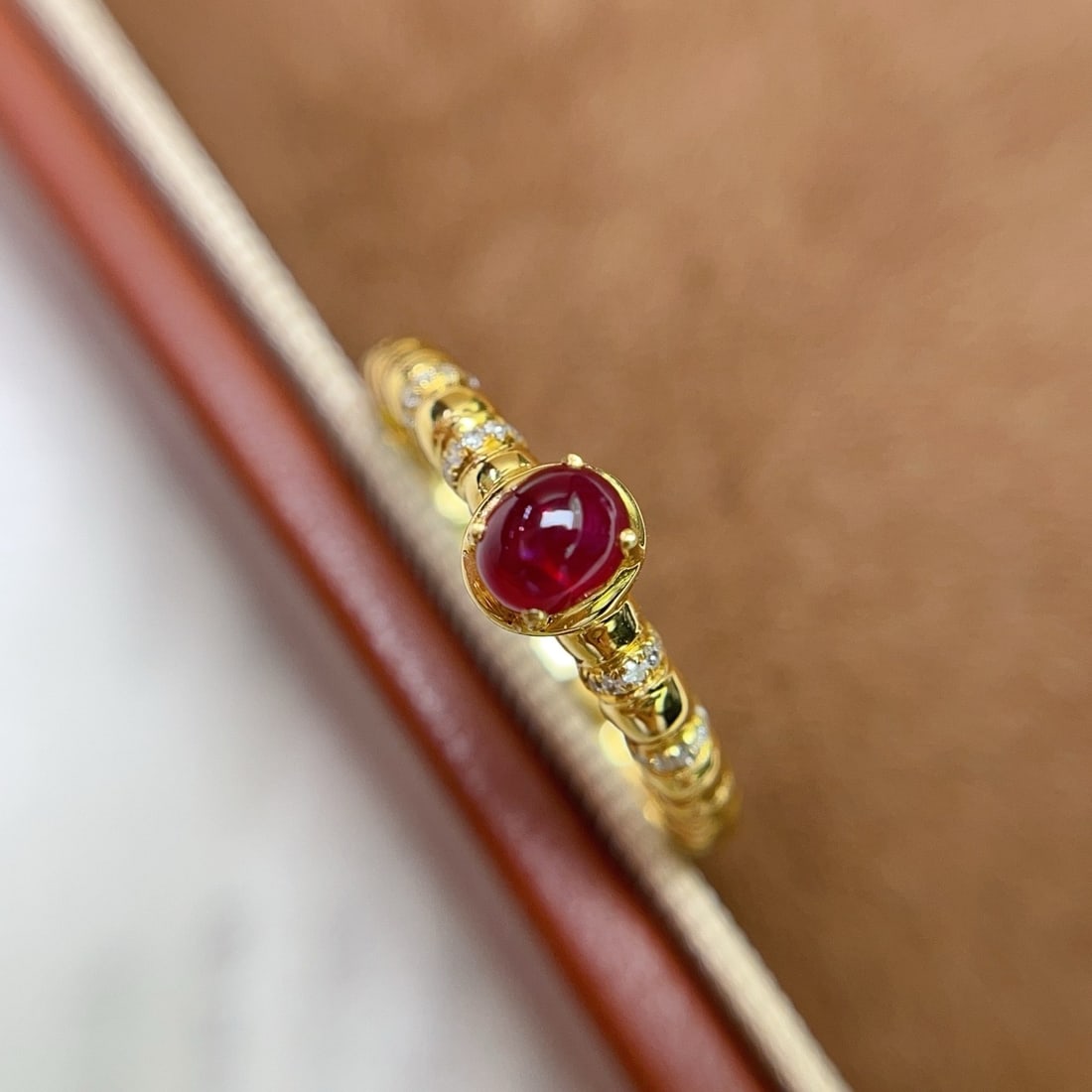 14k Gold 0.60 Ct Natural Ruby & Diamond Ring - 4