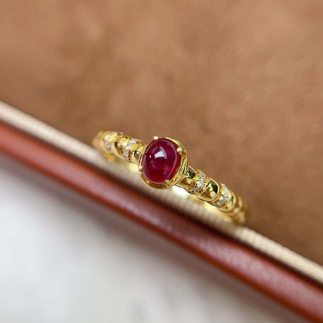 14k Gold 0.60 Ct Natural Ruby & Diamond Ring - 5